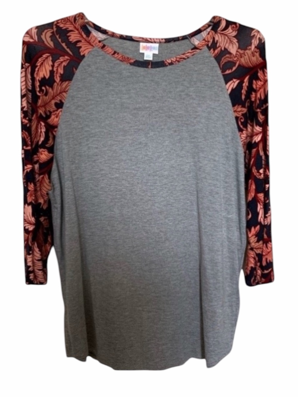 LuLaRoe Pullover Leaf Pattern Long Sleeve Top Comfy Curvy Plus Size 2X Leaves